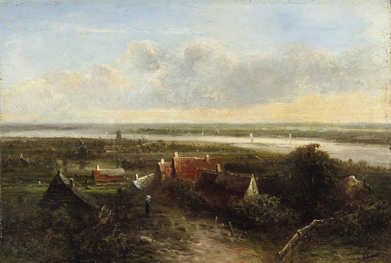 Pieter Janssens A panoramic river landscape Sweden oil painting art